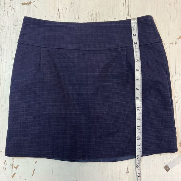 J. Crew Skirt Size 2 Textured Cotton Mini Navy Blue Exposed Zipper #200A - Picture 5 of 5
